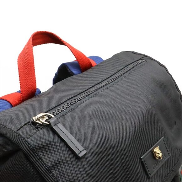 Gucci Techno Canvas Backpack Cat Head Leather Mesh Black Navy Red Green main image 6